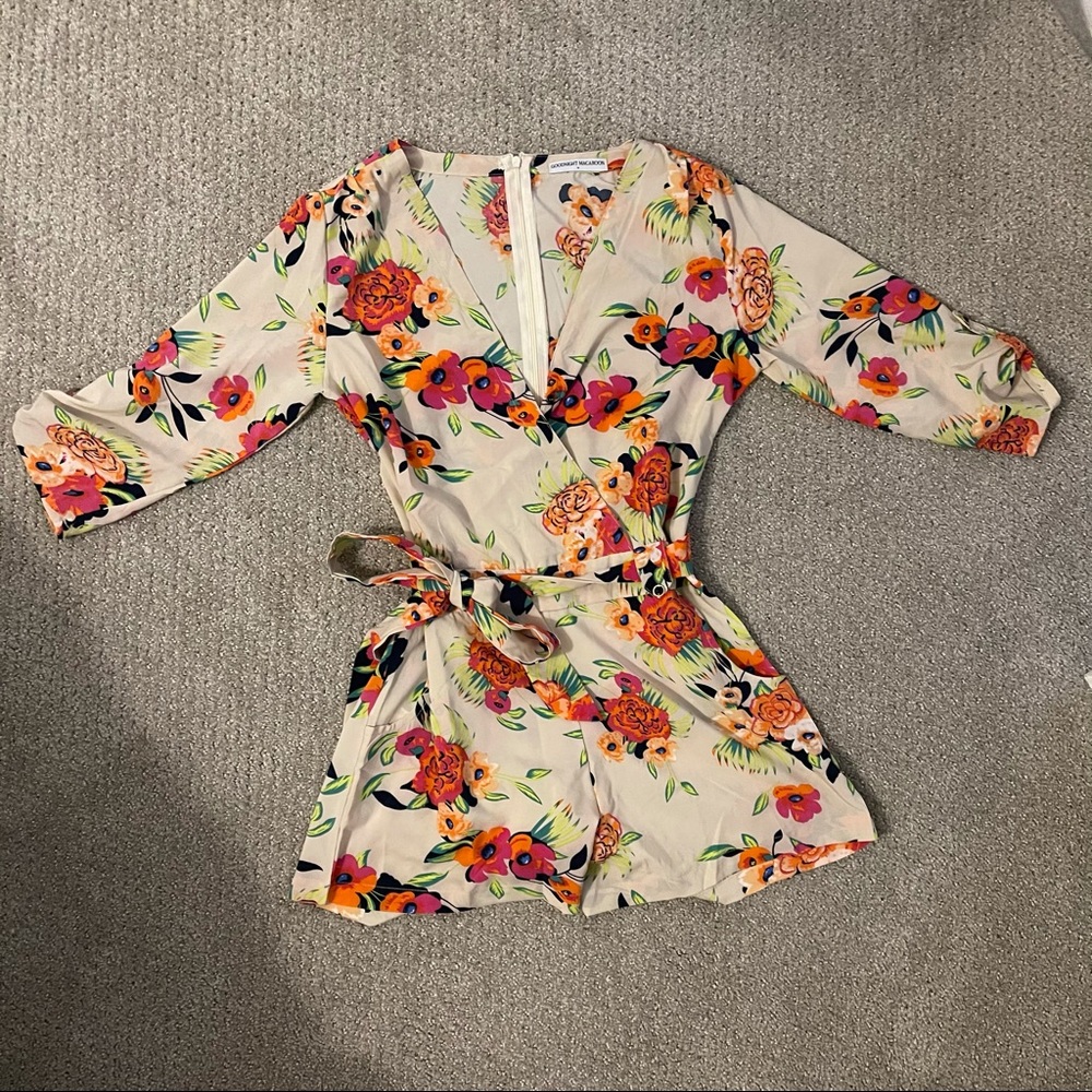 Goodnight Macaroon Floral Romper w Belt
